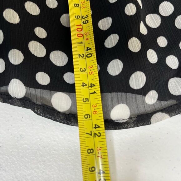 Mlle Gabrielle Black White Polka Dot Surplice Sleeveless Chiffon Dress Women 2X - Picture 16 of 16